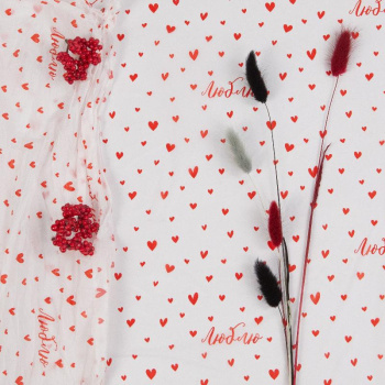 Водостойкая тишью  для цветов, люблю / рулон