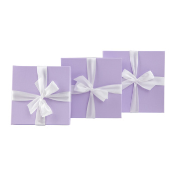 Набор подарочных коробок 3 в 1 с бантом, лавандовый матовый