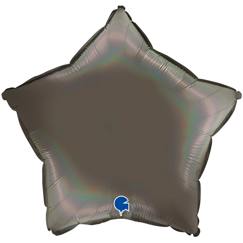 Звезда Темно-серый платина Голография, фольгированный шар