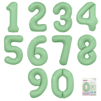 Цифра 0 Олива SLIM в упаковке, фольгированные шары