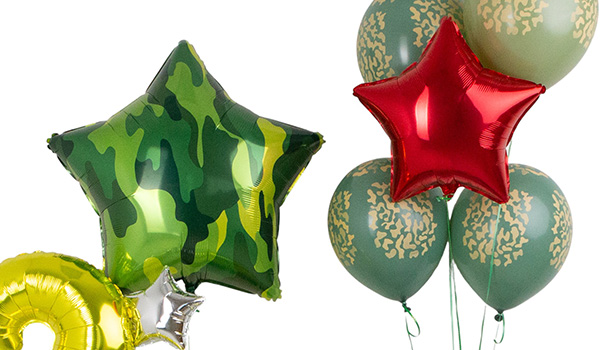 Фонтаны из шаров к 23 февраля