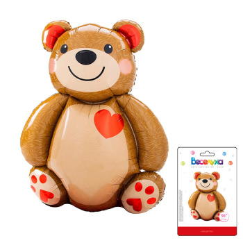 Мишутка в упаковке, фольгированный шар