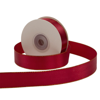 Лента Атлас с золотой нитью Роскошный бордовый