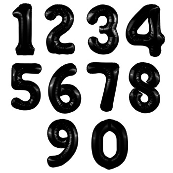 Цифра 0 Черная блеск SLIM в упаковке, фольгированные шары