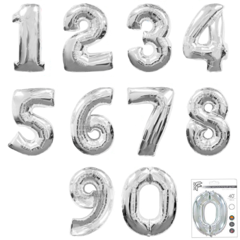 Цифра 0 Серебро SLIM в упаковке, фольгированные шары