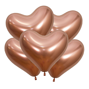 Сердце Розовое золото, Рефлекс (Зеркальные шары) / Reflex Rose gold, латексный шар