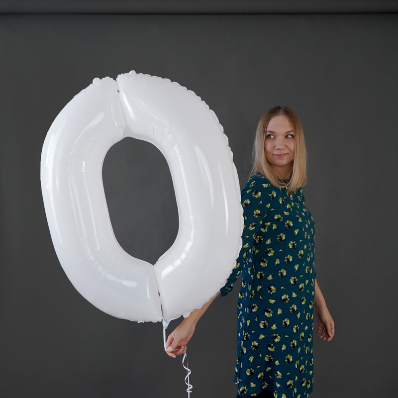 Цифра 4 Белая в упаковке / Four (без металлизации), фольгированный шар