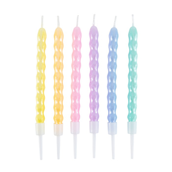 Свечи тортовые классические "Париж" Пастель разноцветная с держателями