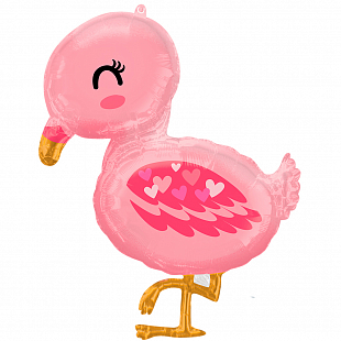 Фламинго малыш, фольгированный шар