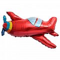 Самолет красный с пропеллером, фольгированный шар