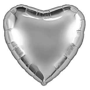 Сердце Серебро, фольгированный шар