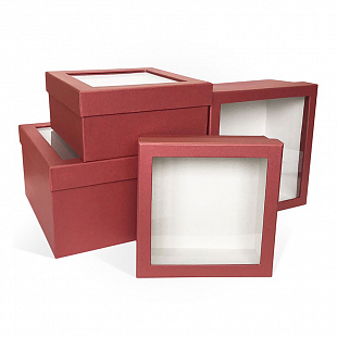 Набор подарочных коробок 4 в 1 "Микро Вельвет с окном"