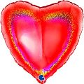 Сердце Красное Голография / Red Glitter Holographic, фольгированный шар
