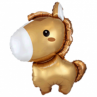 Лошадка коричневая мини, фольгированный шар