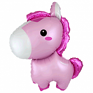 Лошадка розовая мини, фольгированный шар