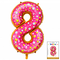 Цифра 8 Пончик в упаковке / Eight, фольгированный шар