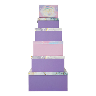 Набор подарочных коробок 6 в 1 "С Днем Рождения! Нежность", Тиснение фольгой (2 дизайна)