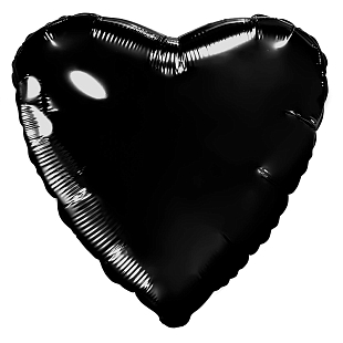 Сердце Черный, фольгированный шар