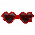 Карнавальные очки "Пиксели Сердца", красные 