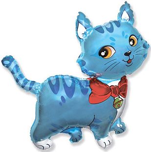 Милый котенок (голубой) мини в упаковке, фольгированный шар