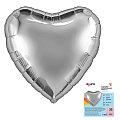 Сердце Серебро в упаковке, фольгированный шар