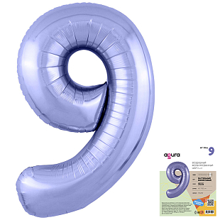 Цифра 9 Фиолетовая пастель Slim в упаковке, фольгированный шар
