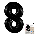 Цифра 8 Черная блеск Slim в упаковке, фольгированный шар