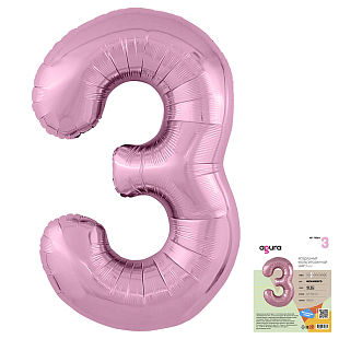 Цифра 3 Фламинго Slim в упаковке, фольгированный шар