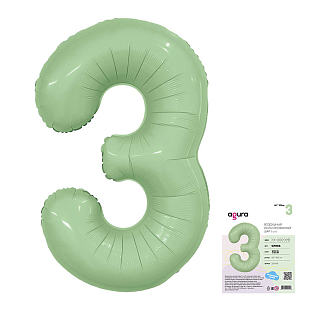 Цифра 3 Олива Slim в упаковке, фольгированный шар