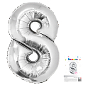 Цифра 8 Серебро в упаковке / Eight, фольгированный шар