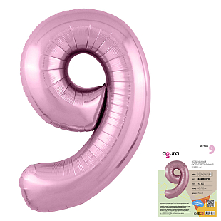 Цифра 9 Фламинго Slim в упаковке, фольгированный шар