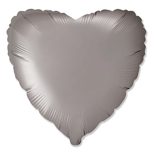 Сердце Стальной серый сатин / Satin Steel grey, фольгированный шар