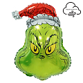 Зеленый новогодний монстр голова, фольгированный шар