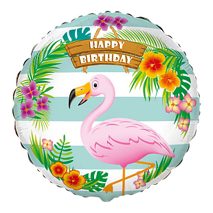 Фламинго С Днем Рождения, фольгированный шар
