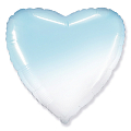Сердце Бело-голубой градиент / White-Blue gradient, фольгированный шар