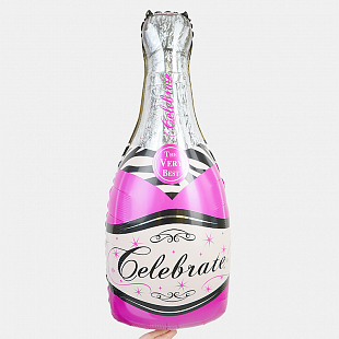 Веселый праздник розовый, фольгированный шар