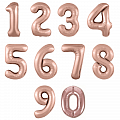 Цифры Розовое золото Slim в упаковке, фольгированные шары