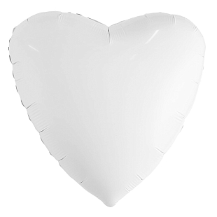 Сердце Белый, фольгированный шар