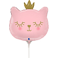 Котенок принцесса. Розовый мини, фольгированный шар
