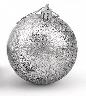 Новогодний шар Серебро с глиттером
