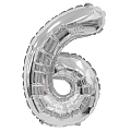 Цифра 6 Серебро в упаковке, фольгированный шар