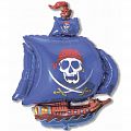 Пиратский корабль (синий) мини, фольгированный шар