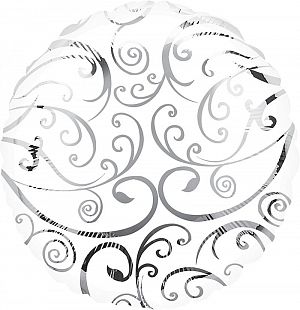 Круг Белый Филигрань, фольгированный шар