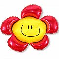 Цветочек красный (солнечная улыбка) мини, фольгированный шар