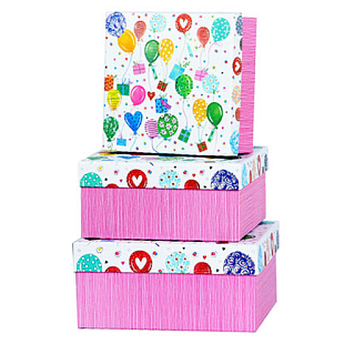Набор подарочных коробок 3 в 1 "Разноцветные шарики", Тиснение фольгой