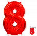 Цифра 8 Красная в упаковке / Eight, фольгированный шар