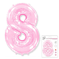 Цифра 8 Розовая в упаковке / Eight, фольгированный шар