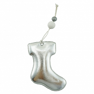 Новогоднее украшение "Серебристый носочек"