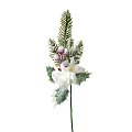 Ветка ели искусственная заснеженная с белым цветком