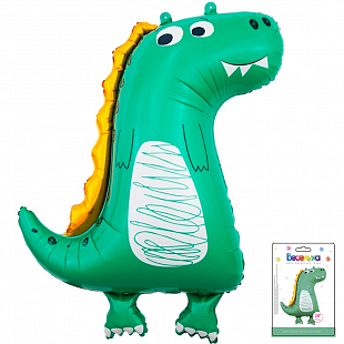 Динозаврик малыш зеленый в упаковке, фольгированный шар